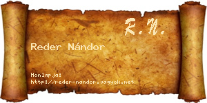Reder Nándor névjegykártya