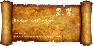 Reder Nándor névjegykártya
